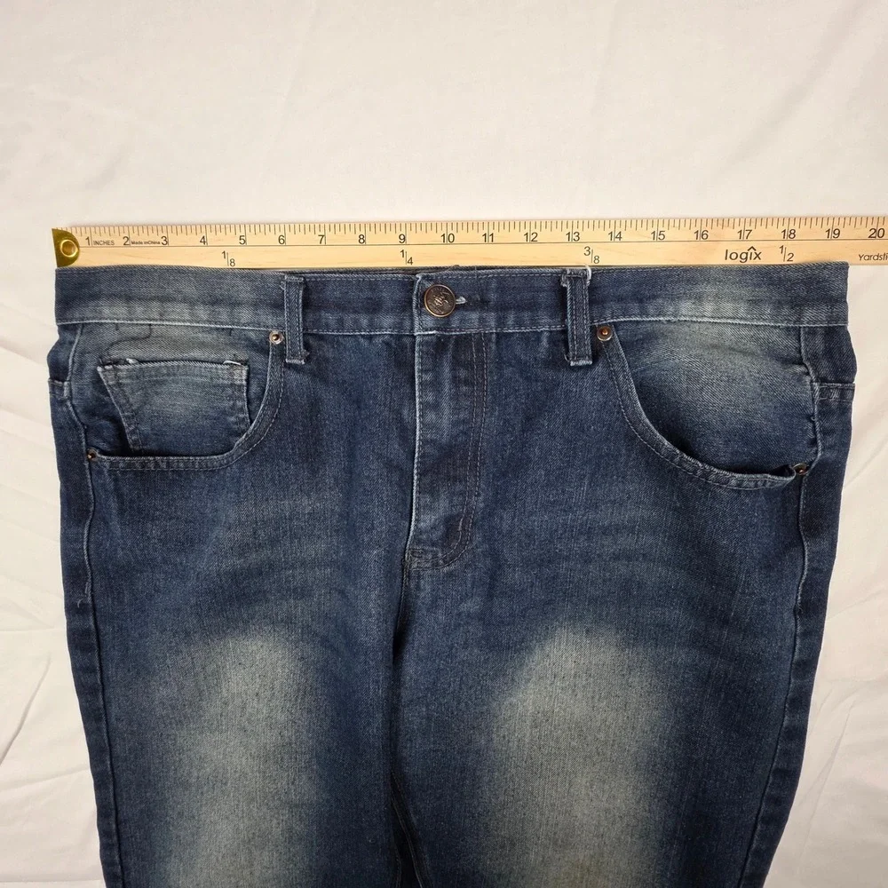 Beverly Hills Polo Club Mens Straight Leg Jeans Dark Wash Blue Denim 36x29